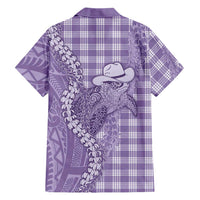 Purple Hawaii Palaka Cowboy Turtle Family Matching Long Sleeve Bodycon Dress and Hawaiian Shirt Hawaiian Paniolo Puakenikeni Maile Lei DT05 - Polynesian Pride