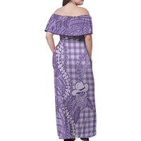 Purple Hawaii Palaka Cowboy Turtle Family Matching Off Shoulder Maxi Dress and Hawaiian Shirt Hawaiian Paniolo Puakenikeni Maile Lei DT05 - Polynesian Pride