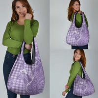 Purple Hawaii Palaka Cowboy Turtle Grocery Bag Hawaiian Paniolo Puakenikeni Maile Lei DT05 - Polynesian Pride