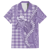 Purple Hawaii Palaka Cowboy Turtle Hawaiian Shirt Hawaiian Paniolo Puakenikeni Maile Lei DT05 Purple - Polynesian Pride