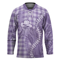 Purple Hawaii Palaka Cowboy Turtle Hockey Jersey Hawaiian Paniolo Puakenikeni Maile Lei DT05 Unisex Purple - Polynesian Pride