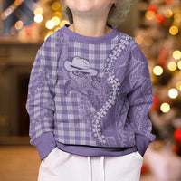 Purple Hawaii Palaka Cowboy Turtle Kid Ugly Christmas Sweater Hawaiian Paniolo Puakenikeni Maile Lei DT05 - Polynesian Pride