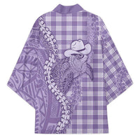 Purple Hawaii Palaka Cowboy Turtle Kimono Hawaiian Paniolo Puakenikeni Maile Lei DT05 - Polynesian Pride