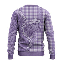 Purple Hawaii Palaka Cowboy Turtle Ugly Christmas Sweater Hawaiian Paniolo Puakenikeni Maile Lei DT05 - Polynesian Pride