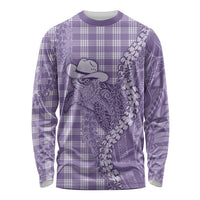 Purple Hawaii Palaka Cowboy Turtle Long Sleeve Shirt Hawaiian Paniolo Puakenikeni Maile Lei DT05 Unisex Purple - Polynesian Pride