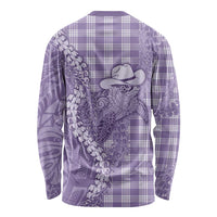 Purple Hawaii Palaka Cowboy Turtle Long Sleeve Shirt Hawaiian Paniolo Puakenikeni Maile Lei DT05 - Polynesian Pride