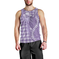 Purple Hawaii Palaka Cowboy Turtle Men Tank Top Hawaiian Paniolo Puakenikeni Maile Lei DT05 - Polynesian Pride