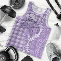 Purple Hawaii Palaka Cowboy Turtle Men Tank Top Hawaiian Paniolo Puakenikeni Maile Lei DT05 - Polynesian Pride