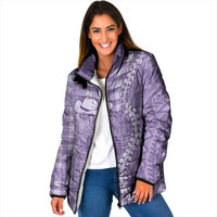 Purple Hawaii Palaka Cowboy Turtle Padded Jacket Hawaiian Paniolo Puakenikeni Maile Lei DT05 Women Purple - Polynesian Pride