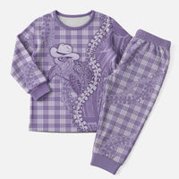 Purple Hawaii Palaka Cowboy Turtle Christmas Pajama Set Hawaiian Paniolo Puakenikeni Maile Lei DT05 Men Purple - Polynesian Pride
