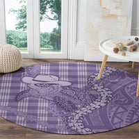 Purple Hawaii Palaka Cowboy Turtle Round Carpet Hawaiian Paniolo Puakenikeni Maile Lei DT05 - Polynesian Pride