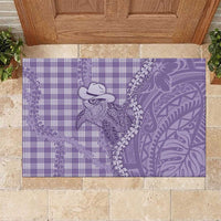 Purple Hawaii Palaka Cowboy Turtle Rubber Doormat Hawaiian Paniolo Puakenikeni Maile Lei DT05 Purple - Polynesian Pride