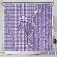 Purple Hawaii Palaka Cowboy Turtle Shower Curtain Hawaiian Paniolo Puakenikeni Maile Lei DT05 - Polynesian Pride