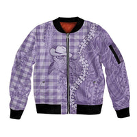 Purple Hawaii Palaka Cowboy Turtle Sleeve Zip Bomber Jacket Hawaiian Paniolo Puakenikeni Maile Lei DT05 Unisex Purple - Polynesian Pride