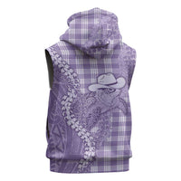 Purple Hawaii Palaka Cowboy Turtle Sleeveless Hoodie Hawaiian Paniolo Puakenikeni Maile Lei DT05 - Polynesian Pride