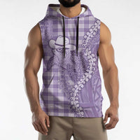 Purple Hawaii Palaka Cowboy Turtle Sleeveless Hoodie Hawaiian Paniolo Puakenikeni Maile Lei DT05 - Polynesian Pride