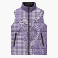Purple Hawaii Palaka Cowboy Turtle Sleeveless Puffer Jacket Hawaiian Paniolo Puakenikeni Maile Lei DT05 Unisex Purple - Polynesian Pride