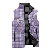 Purple Hawaii Palaka Cowboy Turtle Sleeveless Puffer Jacket Hawaiian Paniolo Puakenikeni Maile Lei DT05 - Polynesian Pride