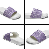 Purple Hawaii Palaka Cowboy Turtle Slide Sandals Hawaiian Paniolo Puakenikeni Maile Lei DT05 - Polynesian Pride