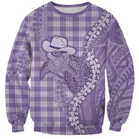 Purple Hawaii Palaka Cowboy Turtle Sweatshirt Hawaiian Paniolo Puakenikeni Maile Lei DT05 Unisex Purple - Polynesian Pride