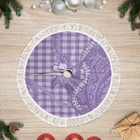 Purple Hawaii Palaka Cowboy Turtle Tree Skirt Hawaiian Paniolo Puakenikeni Maile Lei DT05 Fringed Purple - Polynesian Pride