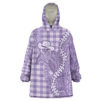 Purple Hawaii Palaka Cowboy Turtle Wearable Blanket Hoodie Hawaiian Paniolo Puakenikeni Maile Lei DT05 One Size Purple - Polynesian Pride