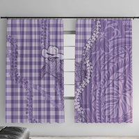 Purple Hawaii Palaka Cowboy Turtle Window Curtain Hawaiian Paniolo Puakenikeni Maile Lei DT05 With Hooks Purple - Polynesian Pride