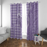 Purple Hawaii Palaka Cowboy Turtle Window Curtain Hawaiian Paniolo Puakenikeni Maile Lei DT05 With Grommets Purple - Polynesian Pride