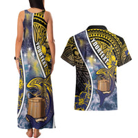 Personalised Tokelau Couples Matching Tank Maxi Dress and Hawaiian Shirt National Badge Waves Style DT05 - Polynesian Pride