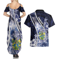 Personalised Pitcairn Islands Couples Matching Summer Maxi Dress and Hawaiian Shirt Coat Of Arms Waves Style DT05 - Polynesian Pride