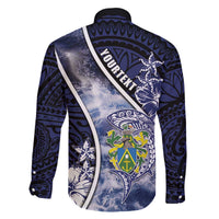 Personalised Pitcairn Islands Family Matching Off The Shoulder Long Sleeve Dress and Hawaiian Shirt Coat Of Arms Waves Style DT05 - Polynesian Pride
