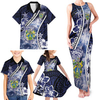Personalised Pitcairn Islands Family Matching Tank Maxi Dress and Hawaiian Shirt Coat Of Arms Waves Style DT05 - Polynesian Pride