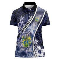 Personalised Pitcairn Islands Women Polo Shirt Coat Of Arms Waves Style