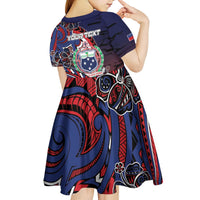 Personalised Samoa Wrestling Kid Short Sleeve Dress Polynesian Warrior Funny Style - Polynesian Pride