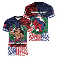 Personalised Samoa Boxing Women V-Neck T-Shirt Samoan Boxer Funny Style - Polynesian Pride