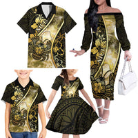 Personalised Niue Family Matching Off The Shoulder Long Sleeve Dress and Hawaiian Shirt Niuean Crab Waves Style DT05 - Polynesian Pride
