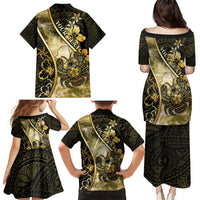Personalised Niue Family Matching Puletasi and Hawaiian Shirt Niuean Crab Waves Style DT05 - Polynesian Pride
