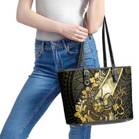 Niue Leather Tote Bag Niuean Crab Waves Style