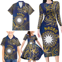Personalised Nauru Family Matching Long Sleeve Bodycon Dress and Hawaiian Shirt Hibiscus Polynesian Tribal Pattern DT05 - Polynesian Pride