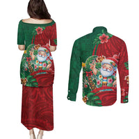 Hawaii Christmas Couples Matching Puletasi and Long Sleeve Button Shirt Mele Kalikimaka Funny Hawaiian Santa DT05 - Polynesian Pride