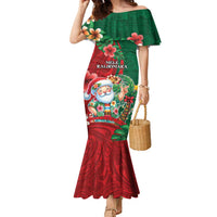 Hawaii Christmas Family Matching Mermaid Dress and Hawaiian Shirt Mele Kalikimaka Funny Hawaiian Santa DT05 Mom's Dress Green - Polynesian Pride