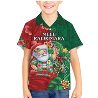 Hawaii Christmas Family Matching Mermaid Dress and Hawaiian Shirt Mele Kalikimaka Funny Hawaiian Santa DT05 Son's Shirt Green - Polynesian Pride
