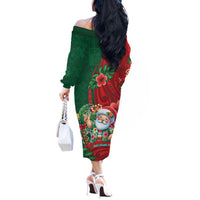 Hawaii Christmas Off The Shoulder Long Sleeve Dress Mele Kalikimaka Funny Hawaiian Santa DT05 - Polynesian Pride