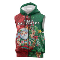 Hawaii Christmas Sleeveless Zip Hoodie Mele Kalikimaka Funny Hawaiian Santa DT05 Green - Polynesian Pride