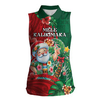Hawaii Christmas Women Sleeveless Polo Shirt Mele Kalikimaka Funny Hawaiian Santa DT05 Female Green - Polynesian Pride