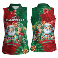 Hawaii Christmas Women Sleeveless Polo Shirt Mele Kalikimaka Funny Hawaiian Santa DT05 - Polynesian Pride