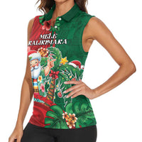 Hawaii Christmas Women Sleeveless Polo Shirt Mele Kalikimaka Funny Hawaiian Santa DT05 - Polynesian Pride