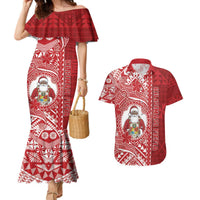 Tonga Christmas Couples Matching Mermaid Dress and Hawaiian Shirt Kilisimasi Fiefia DT05 Red - Polynesian Pride