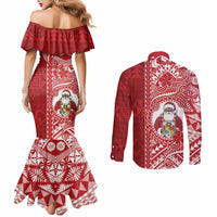 Tonga Christmas Couples Matching Mermaid Dress and Long Sleeve Button Shirt Kilisimasi Fiefia DT05 - Polynesian Pride