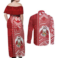 Tonga Christmas Couples Matching Off Shoulder Maxi Dress and Long Sleeve Button Shirt Kilisimasi Fiefia DT05 - Polynesian Pride